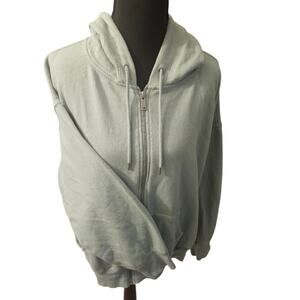 Cozy And Chic Light Blue Zip-Up Hoodie Sweater Women's Size Large Winter Layers